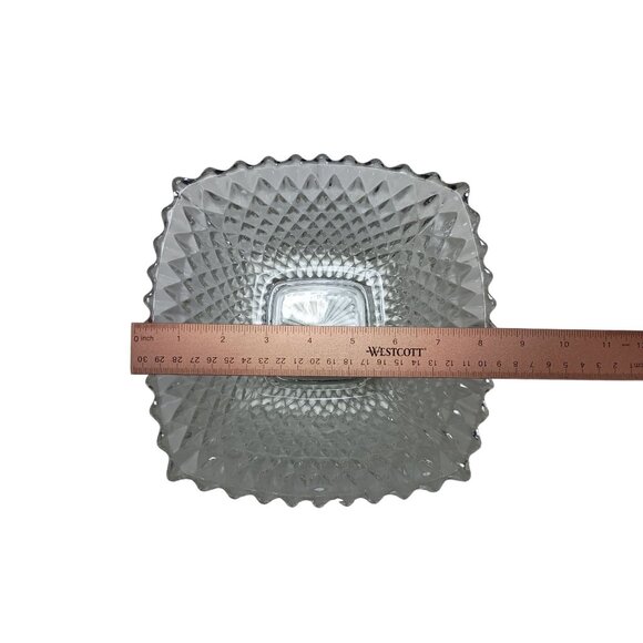 Indiana Clear Glass Diamond Quilt Square Candy Dish Nut Snack Bowl Vintage - Picture 8 of 9